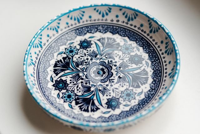 Blue and White Hand-Painted Serving Bowl