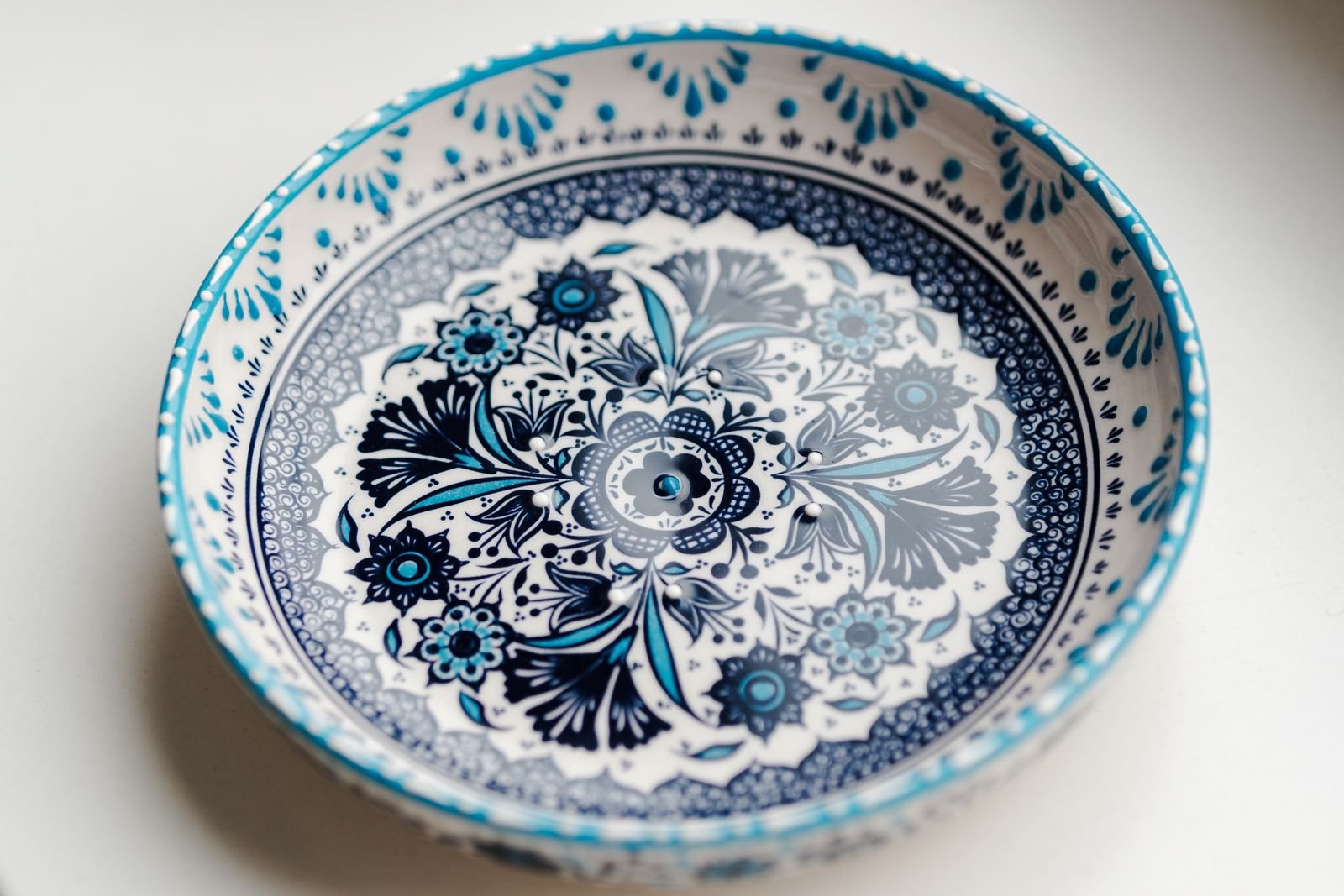 Blue and White Hand-Painted Serving Bowl
