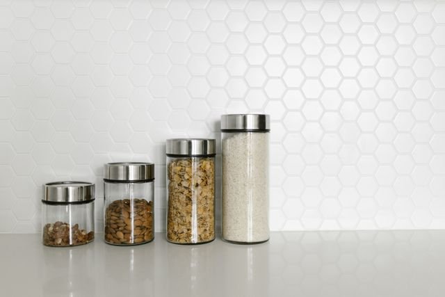 Glass Canisters with Steel Lids, Set of 4