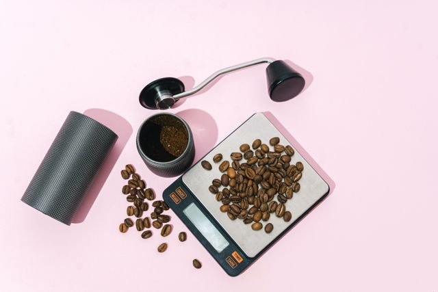 Manual Burr Coffee Grinder, Matte Gray
