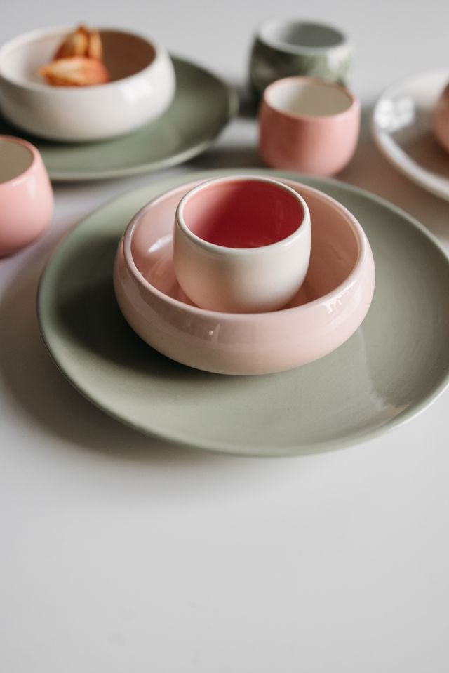 Pastel Stoneware Plate and Bowl Set