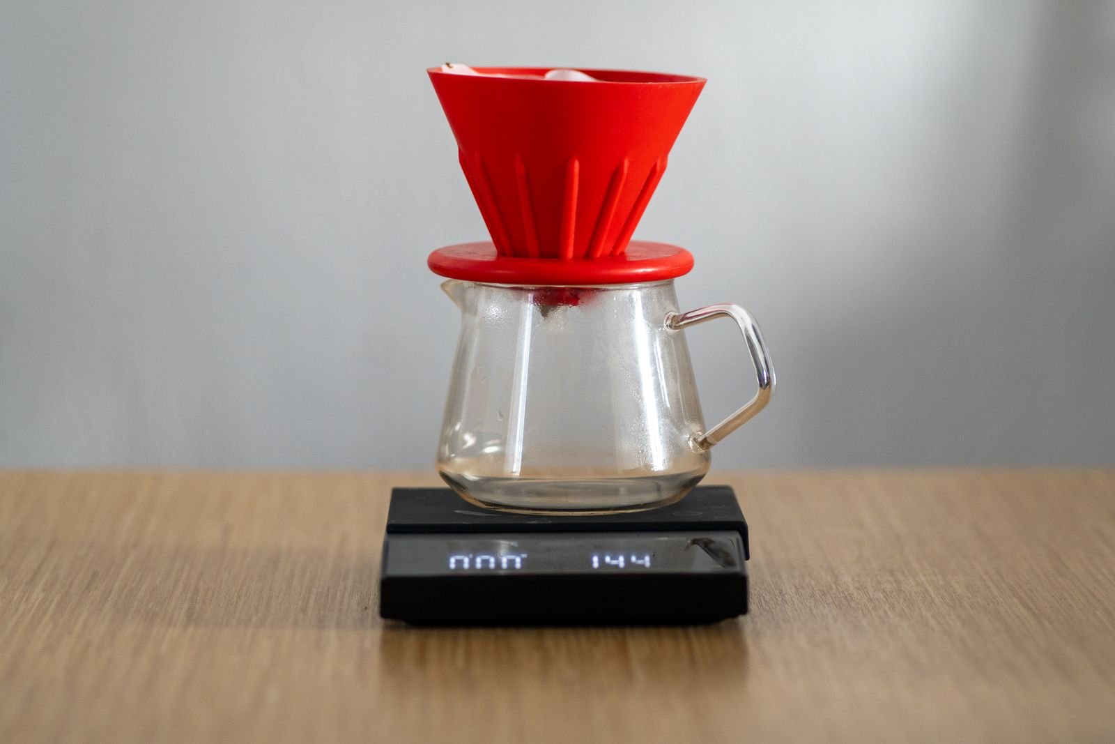 Red Pour-Over Dripper and Glass Server Set