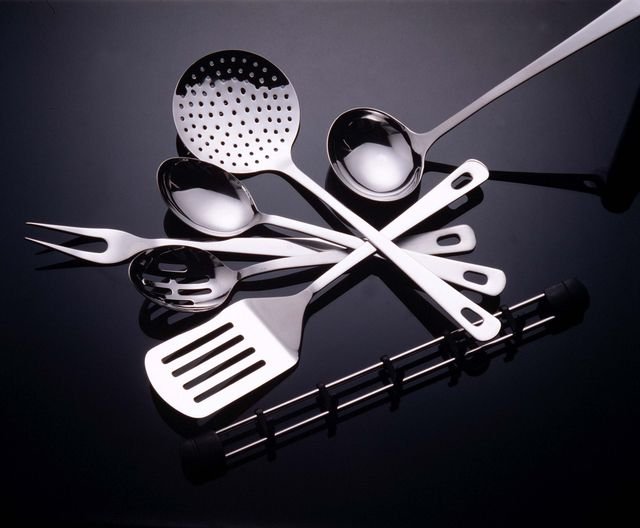 Stainless Steel Utensil Set with Hanging Rail