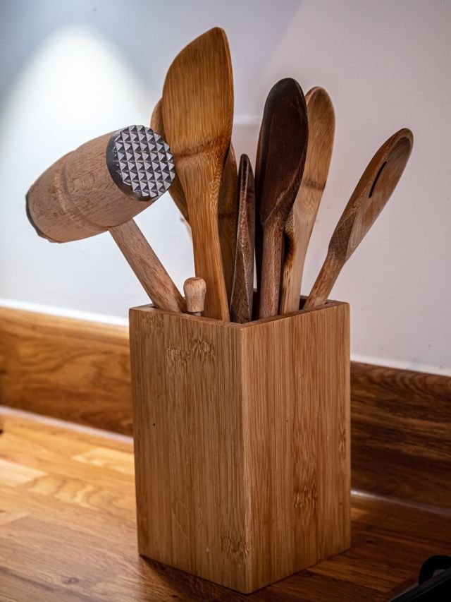 Wooden Utensil Set with Crock and Meat Mallet