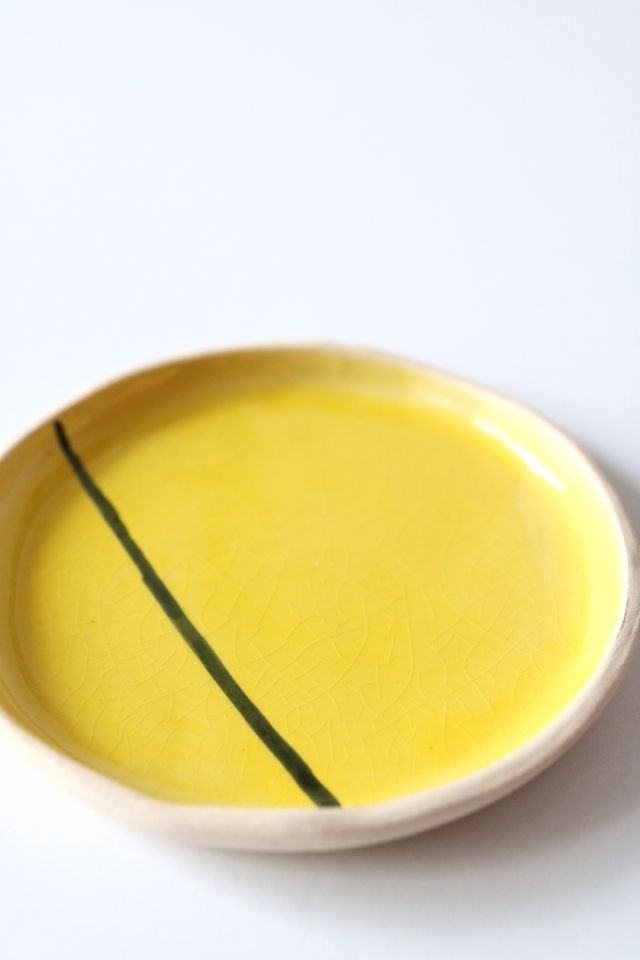 Yellow Glazed Stoneware Dinner Plate