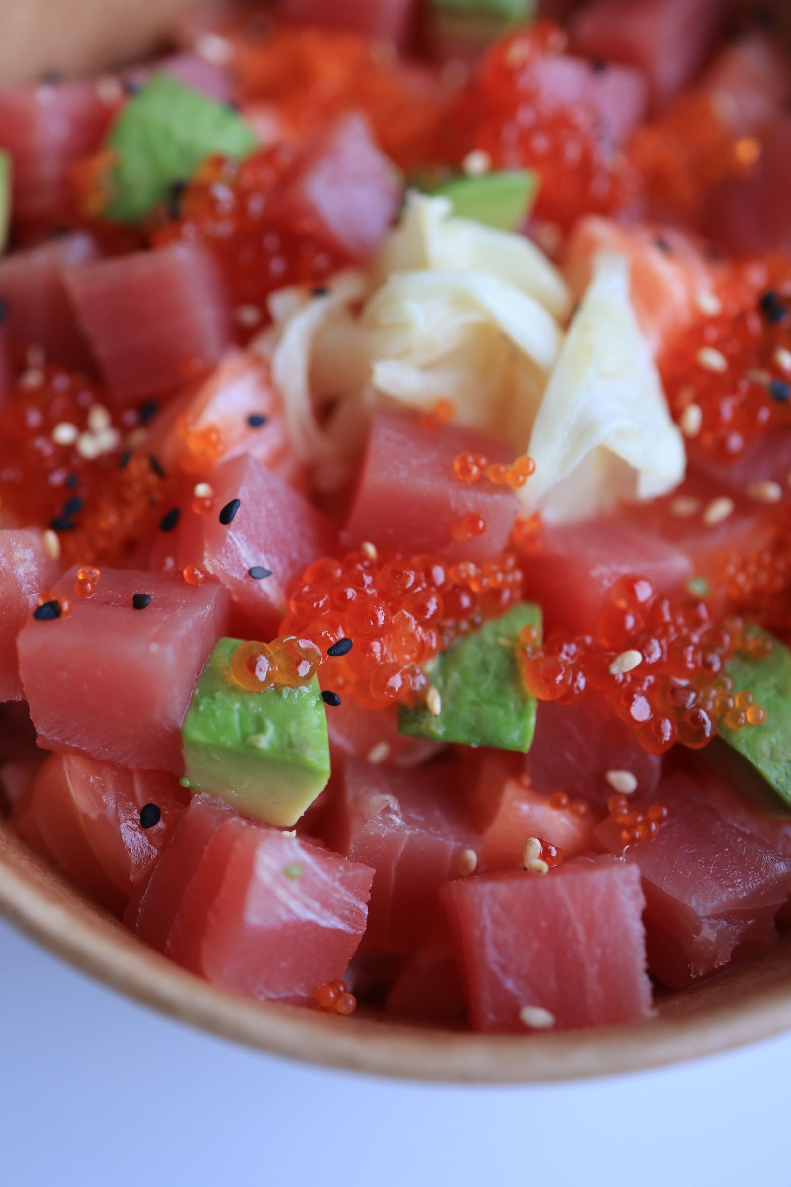 Ahi Tuna Poke Bowl with Avocado and Tobiko