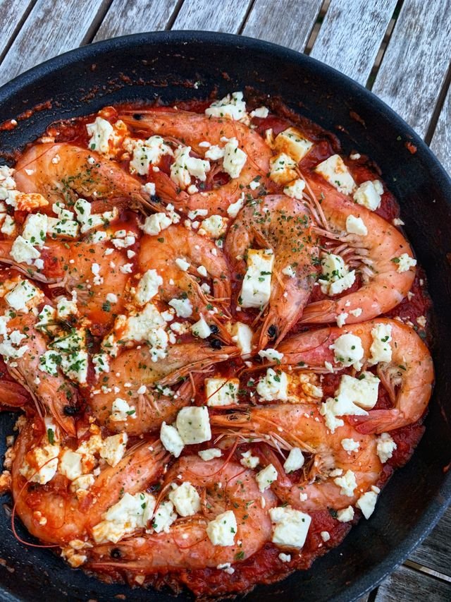 Baked Shrimp Saganaki with Feta