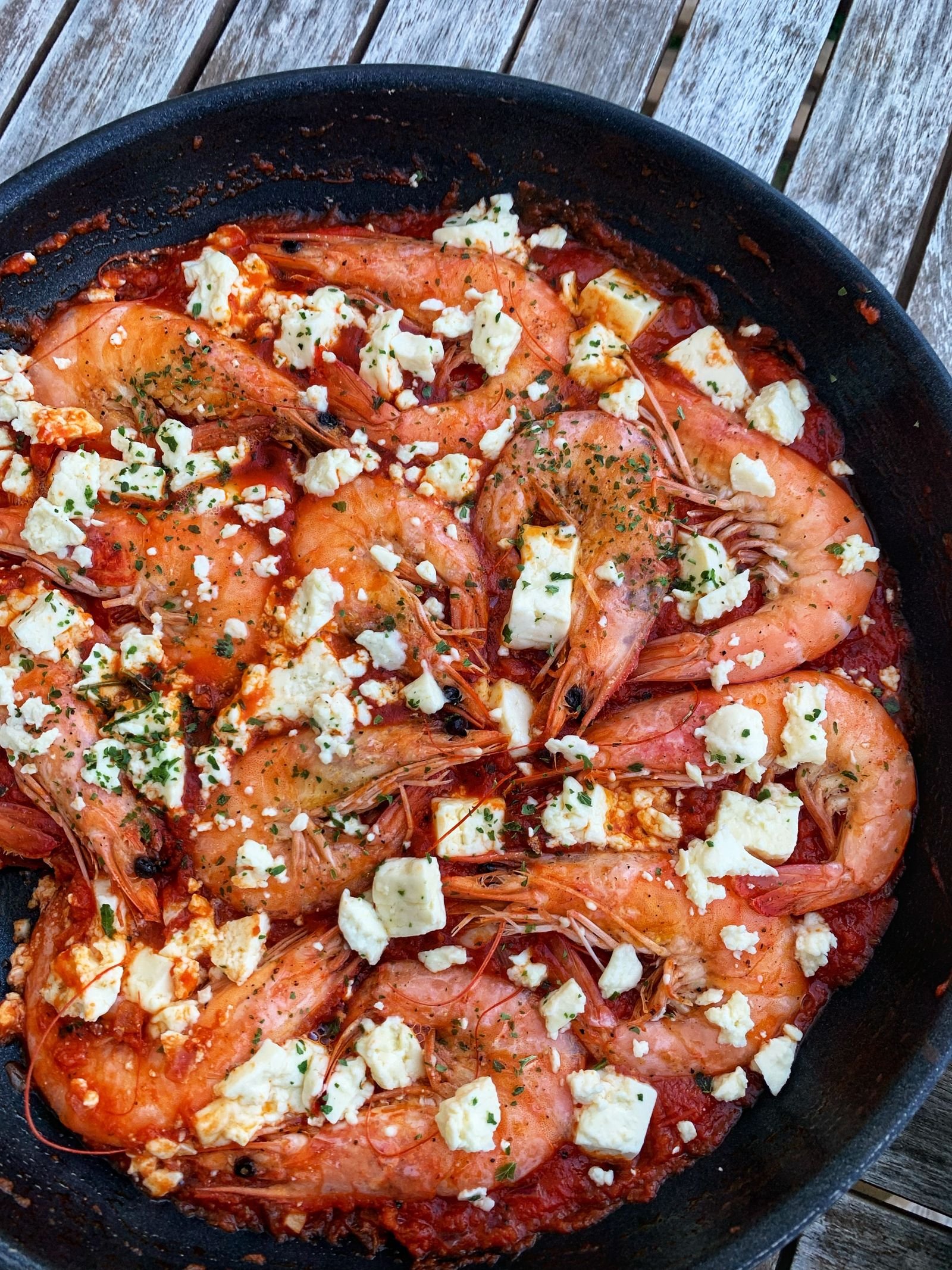 Baked Shrimp Saganaki with Feta