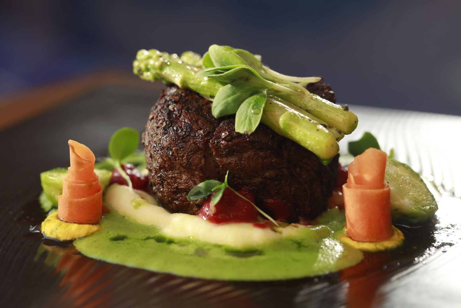 Beef Filet with Asparagus and Pea Puree