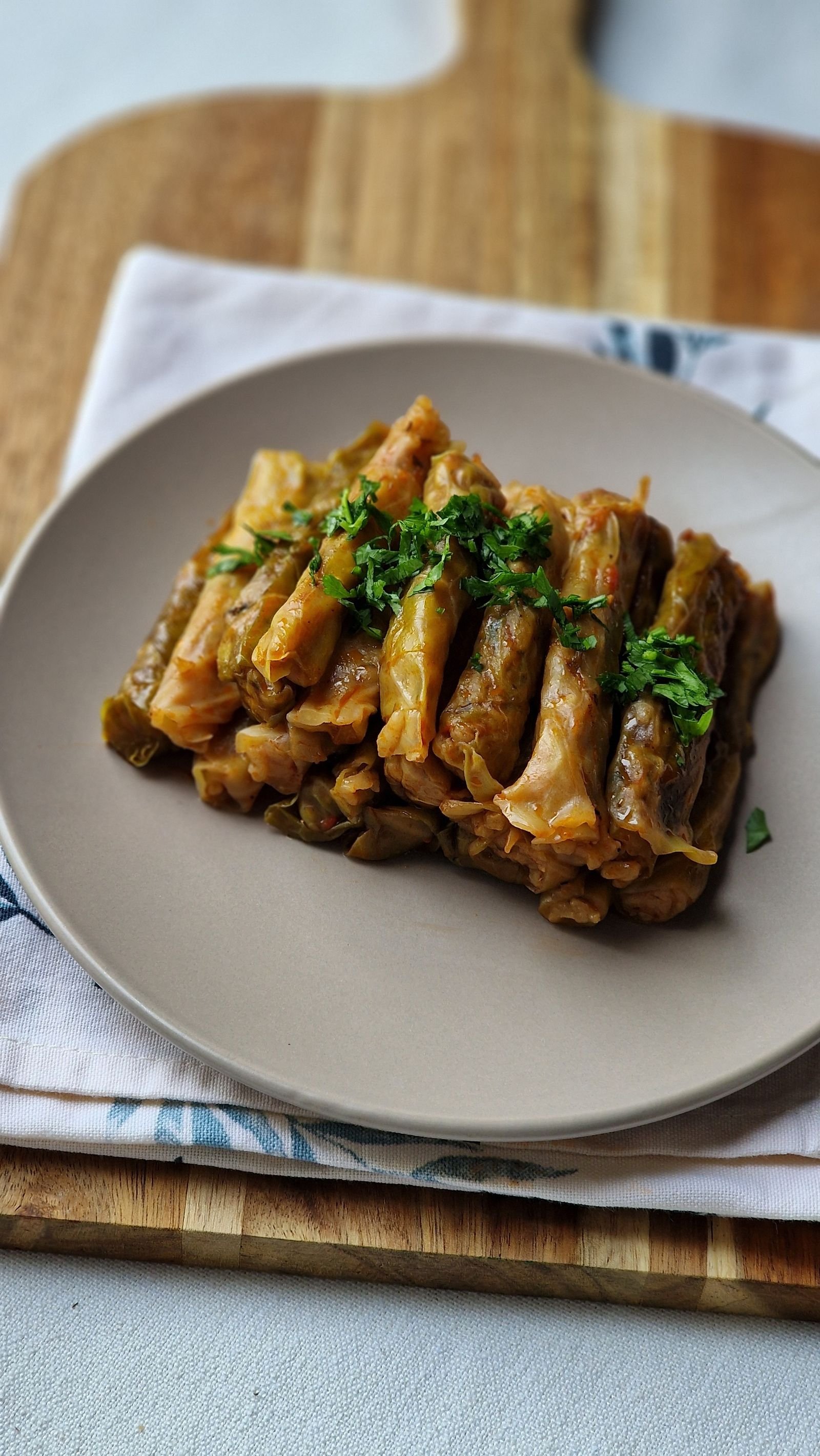 Braised Cabbage Rolls with Fresh Parsley