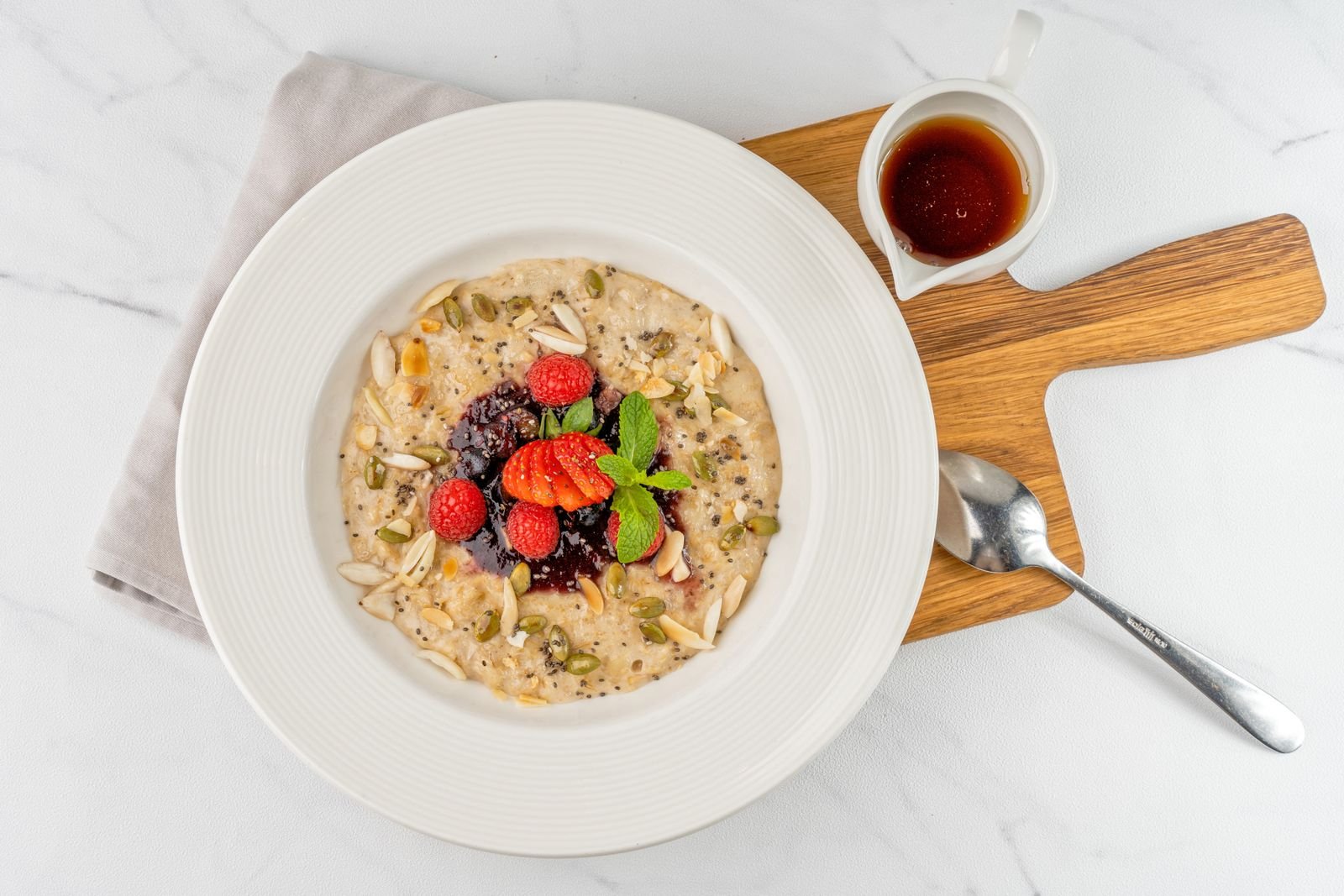 Brown Butter Oatmeal with Berry Compote
