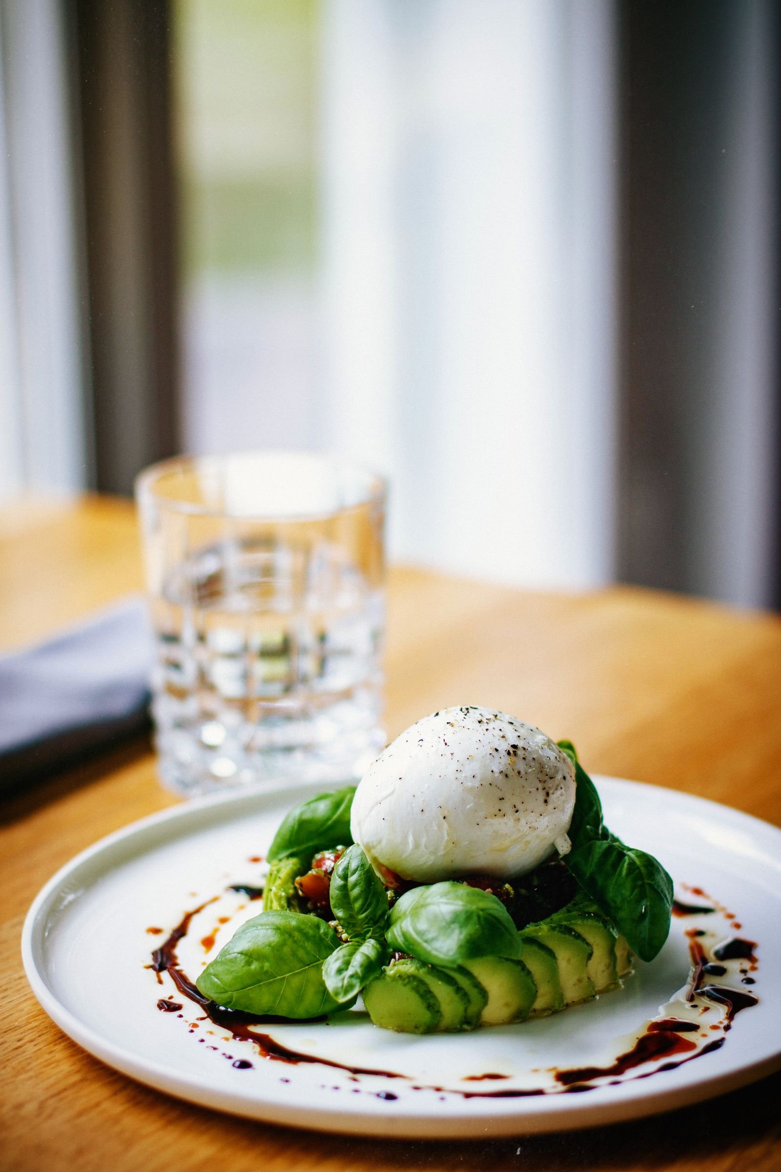 Burrata with Avocado, Basil and Balsamic