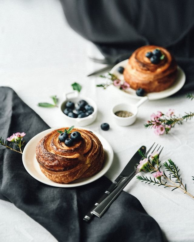 Caramelized Kouign Amann with Blueberries