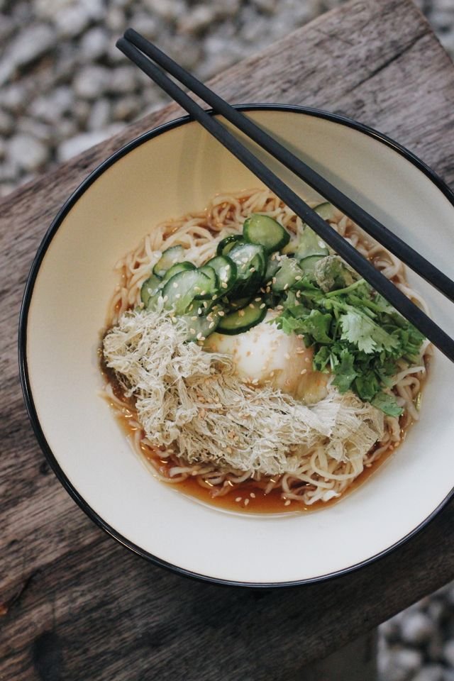 Chilled Soy Noodles with Soft Egg and Cucumber