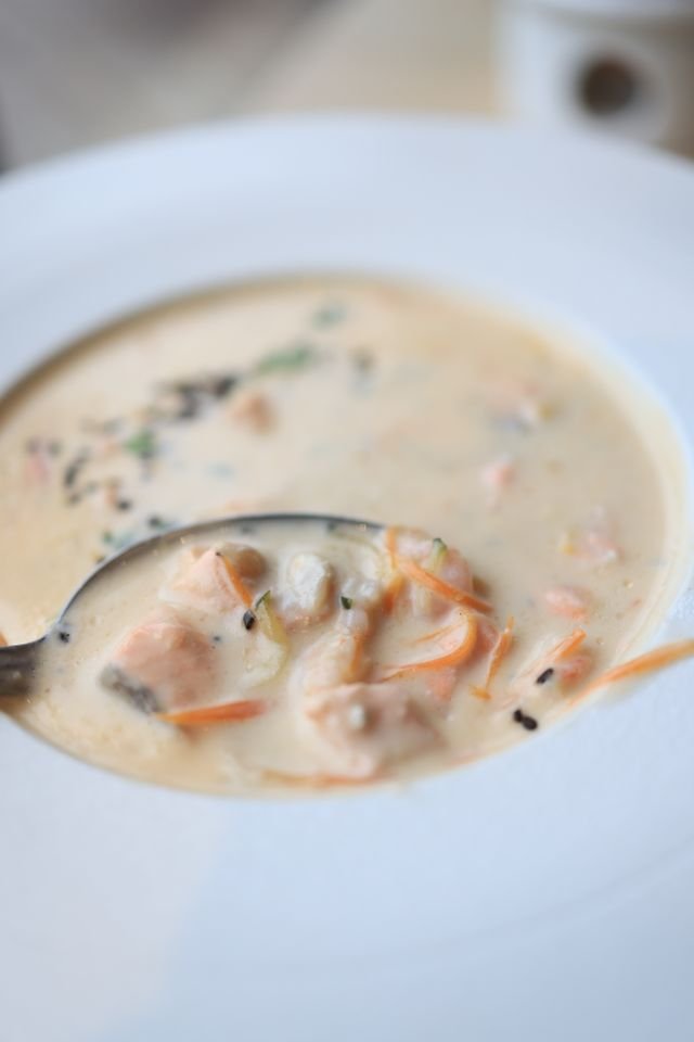Creamy Salmon Soup with Carrot