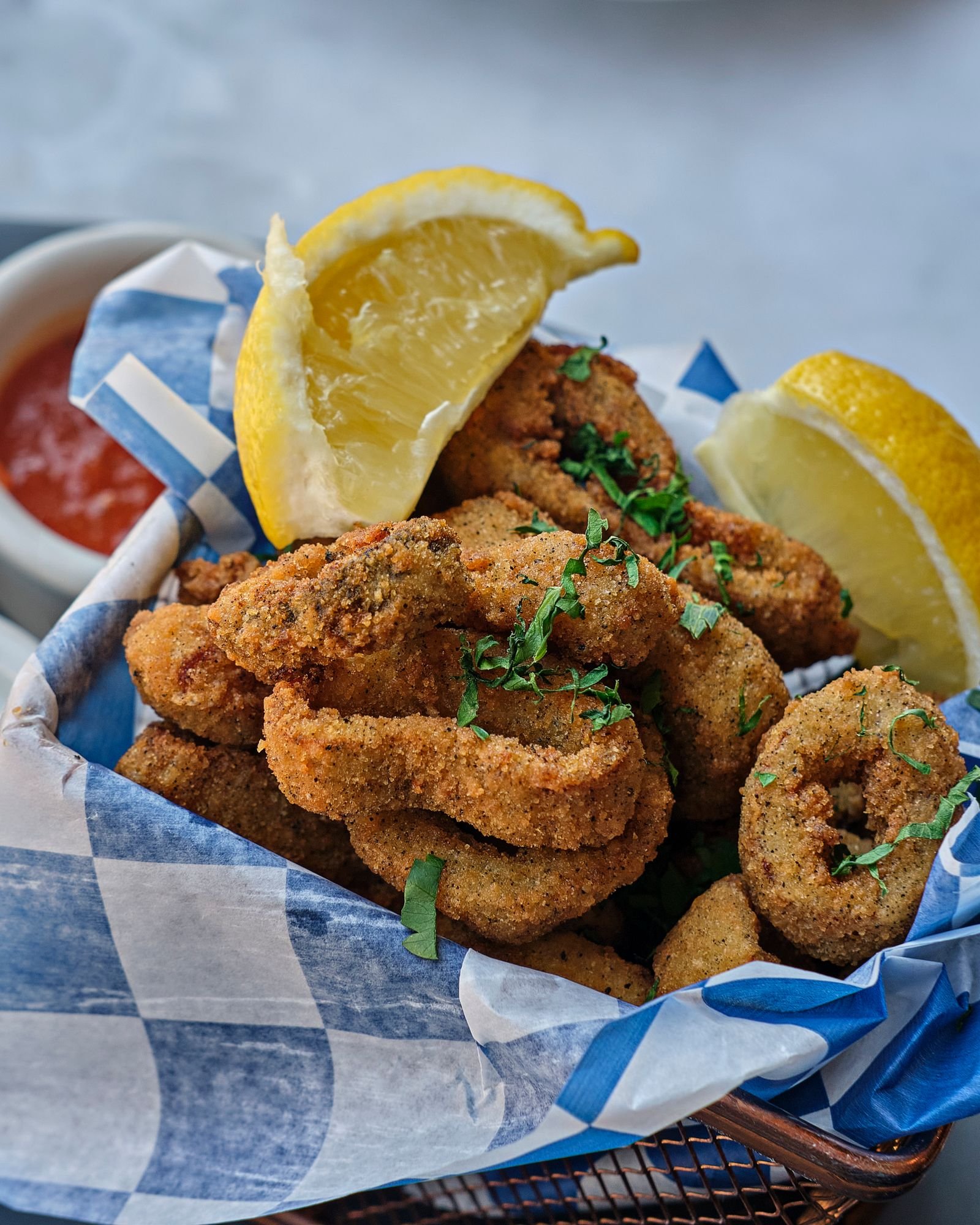Crispy Fried Calamari with Lemon