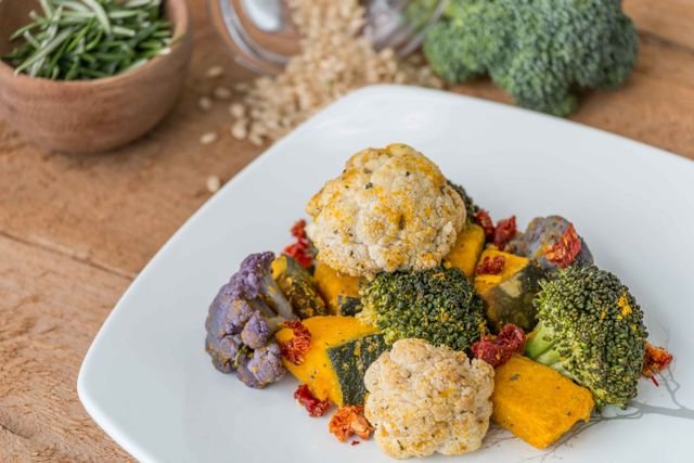 Crumb-Roasted Cauliflower, Broccoli and Pumpkin