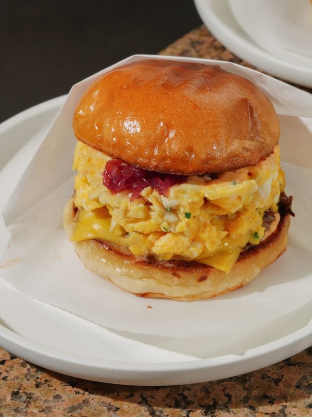 Egg and Cheddar Brioche Breakfast Sandwich