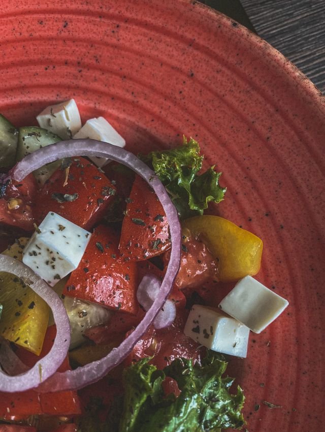Greek Salad with Feta and Red Onion