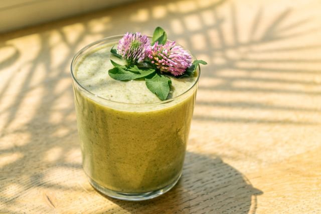 Green Smoothie with Clover Blossoms