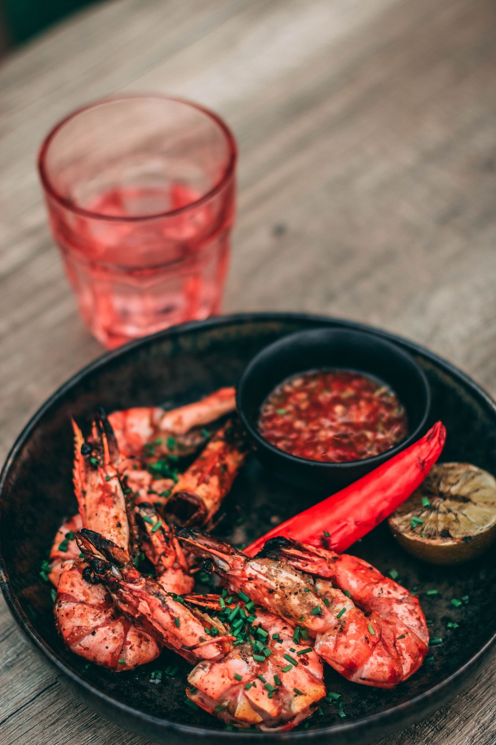 Grilled Tiger Prawns with Sweet Chili Dip