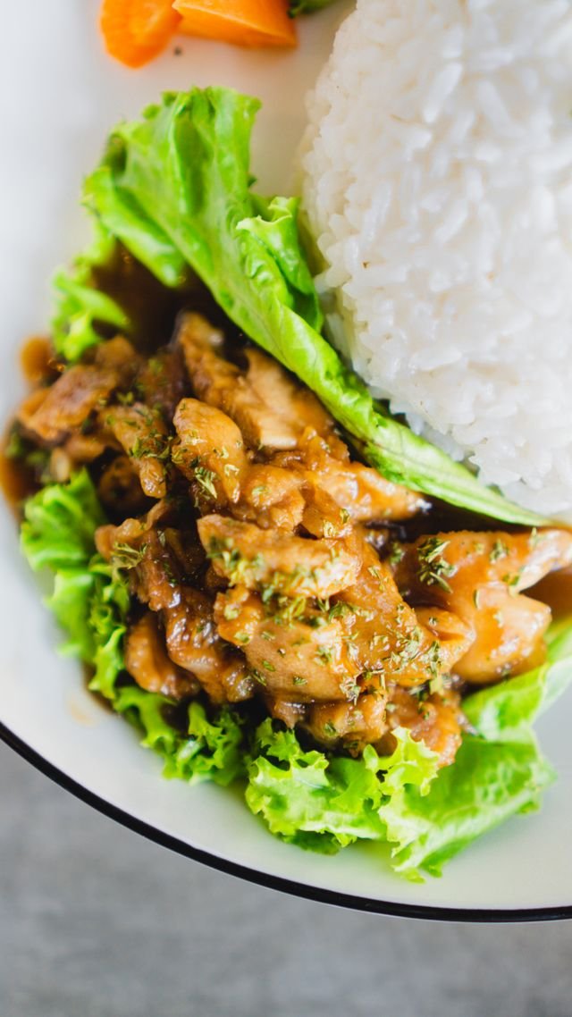 Honey Garlic Glazed Chicken with Steamed Rice