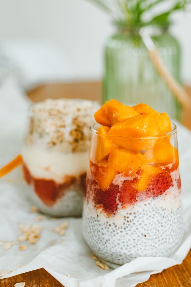 Mango and Strawberry Chia Pudding