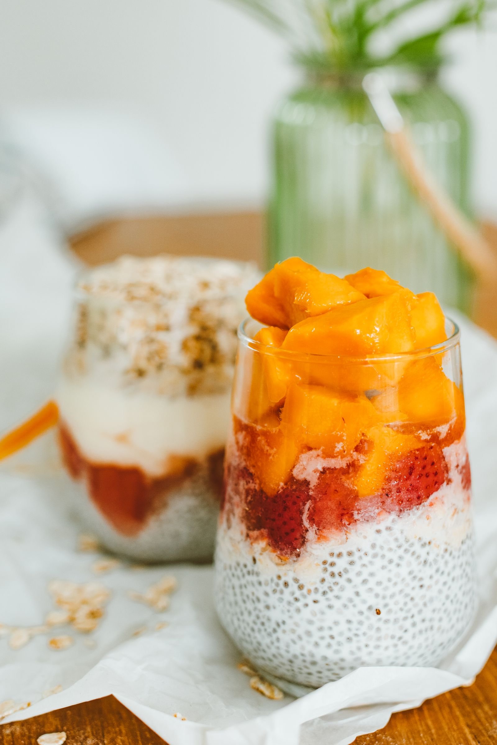 Mango and Strawberry Chia Pudding