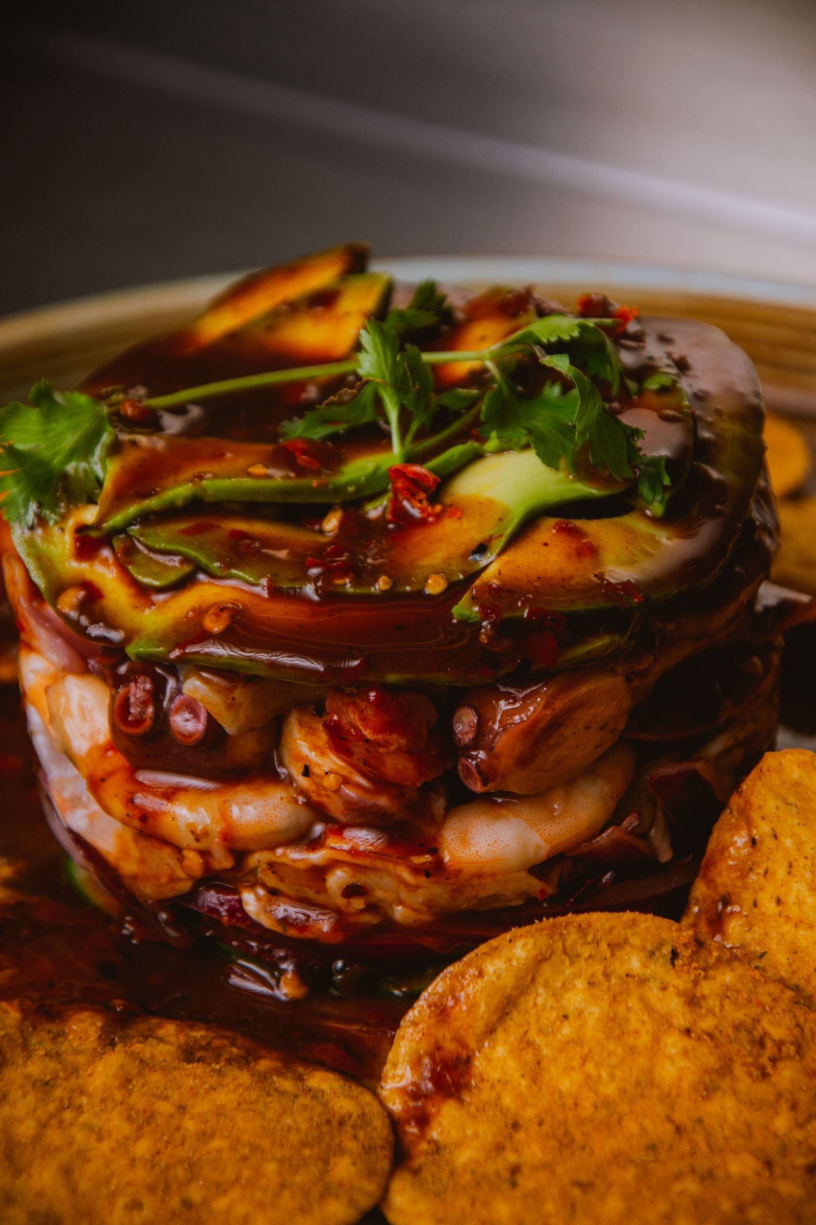 Mexican Seafood Tower with Octopus and Avocado