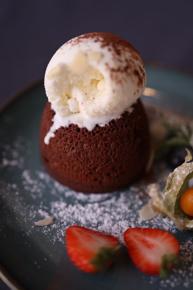Molten Chocolate Lava Cake with Vanilla Ice Cream