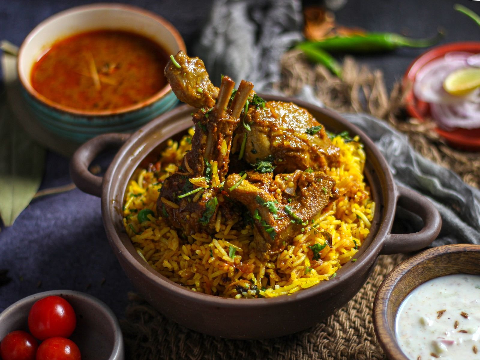 Mutton Biryani with Raita and Salan
