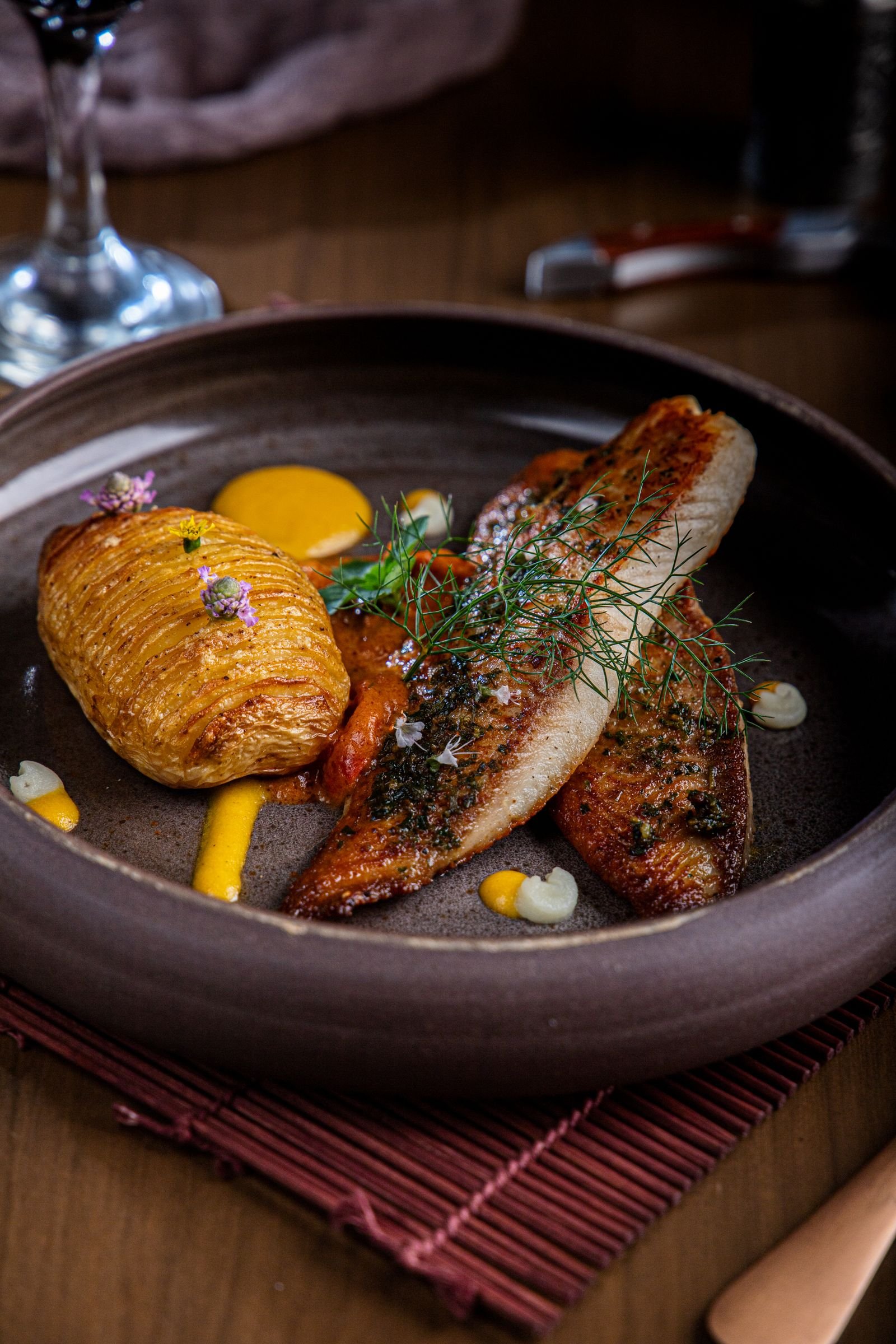 Pan-Fried Fish Fillets with Hasselback Potato