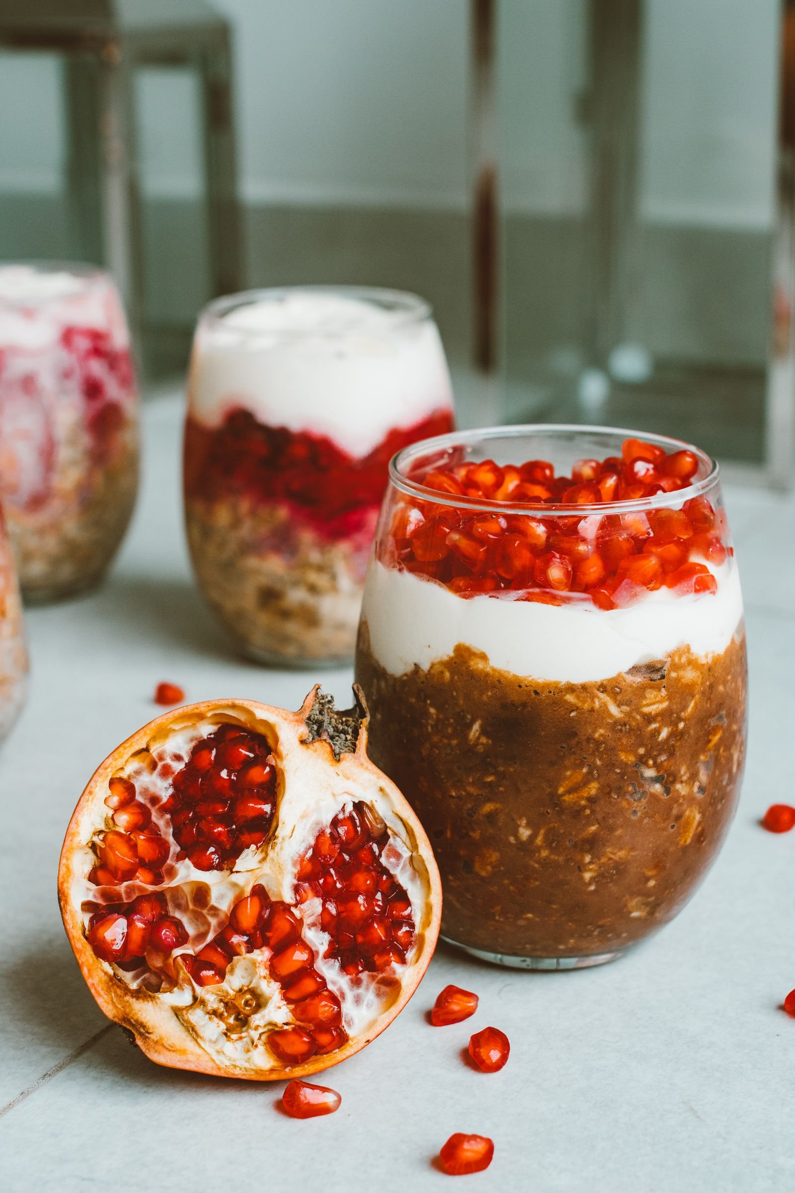 Pomegranate and Yogurt Overnight Oats