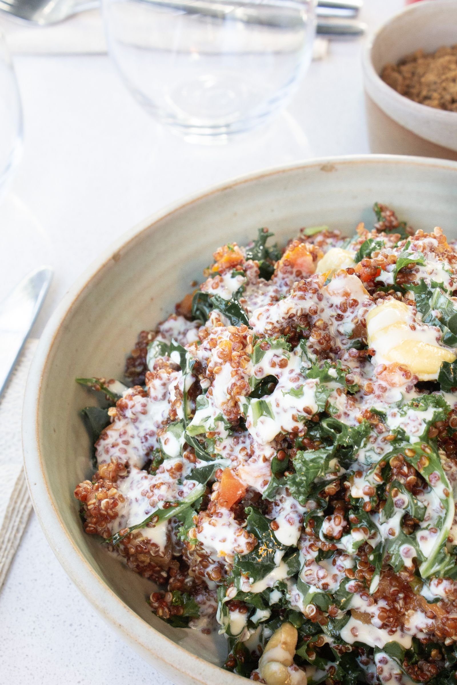 Red Quinoa and Kale Salad with Creamy Dressing