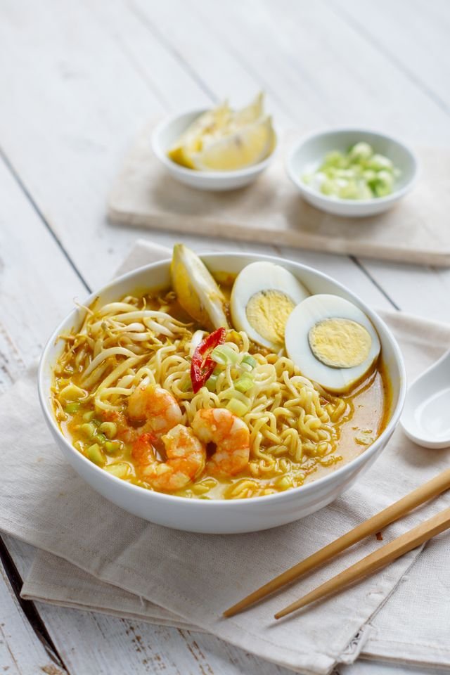 Shrimp Curry Laksa with Boiled Eggs