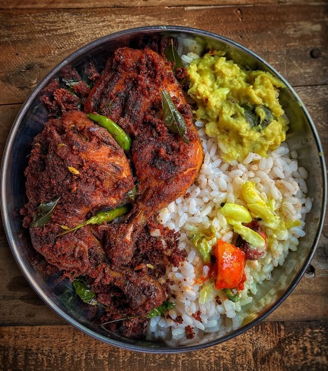 Spicy Curry Leaf Chicken Fry with Rice