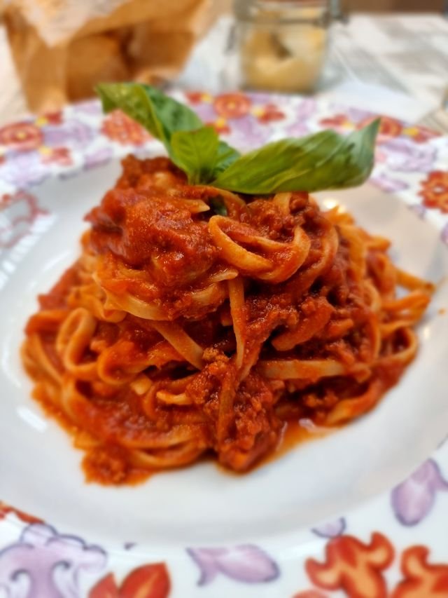Tagliatelle Bolognese with Fresh Basil