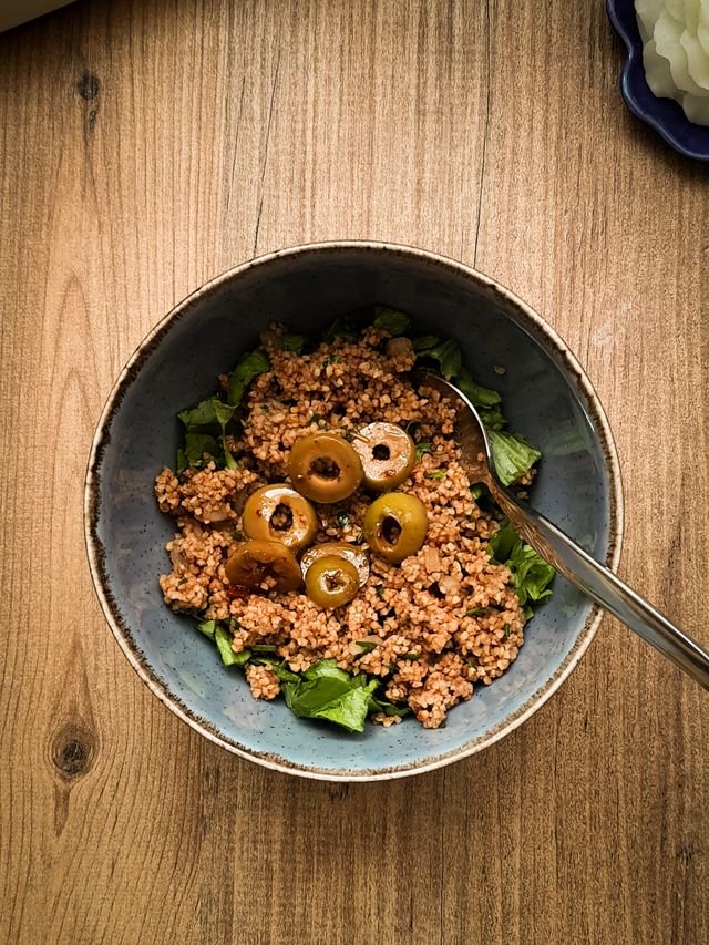 Turkish Bulgur Salad with Green Olives