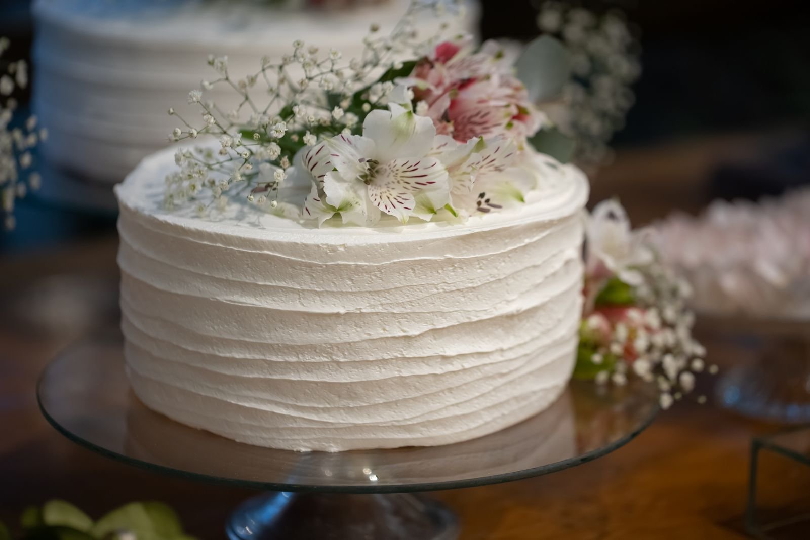 Vanilla Buttercream Layer Cake with Fresh Flowers