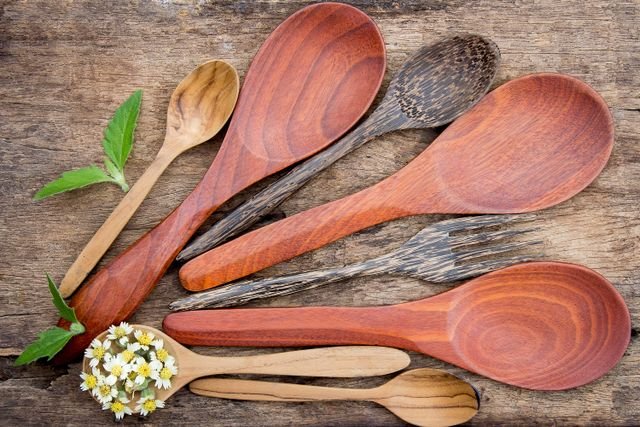 Wooden spoons and ladles