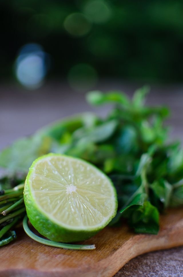Lime and fresh herbs