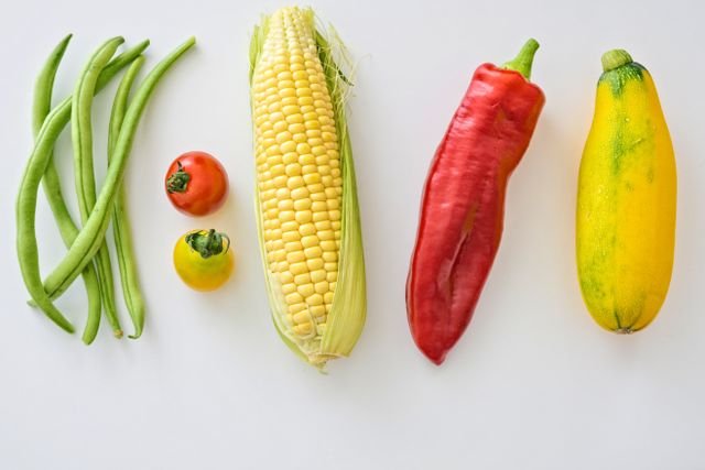 Beans, corn and peppers