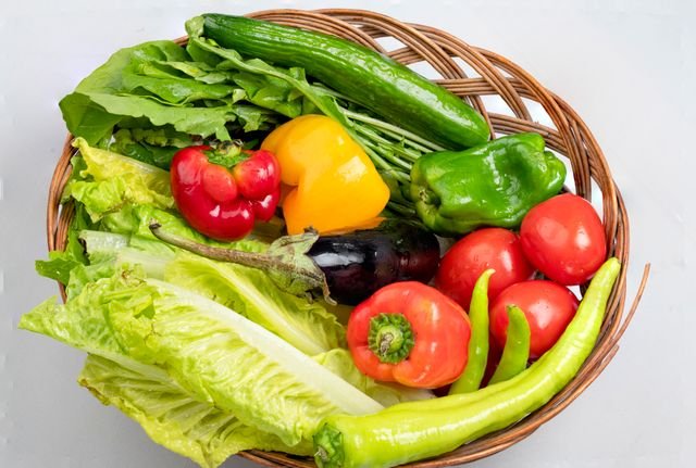 Basket of salad vegetables